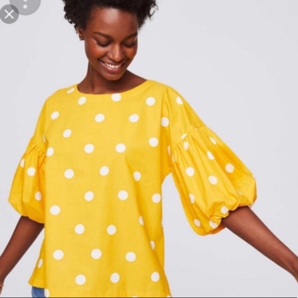 Loft puff sleeve polka dot top